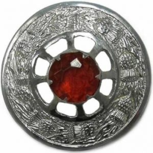 Round Brooch with Red Stone
