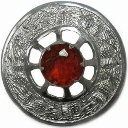 Round Brooch with Red Stone