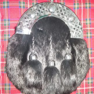 Full Dress Sporran Cantle Rabbit Fur Black Black Tassels