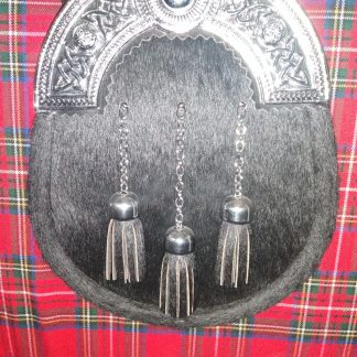 Full Dress Black fur sporran with thistle cantle