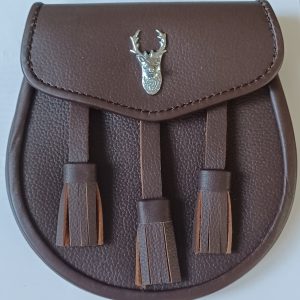 Day Sporran Brown Leather With Tassels