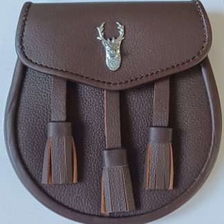Day Sporran Brown Leather With Tassels