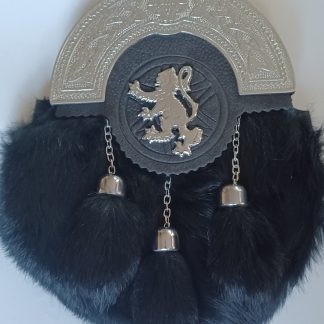 Full Dress Sporran Cantle Fur Black Black Tassels Lion