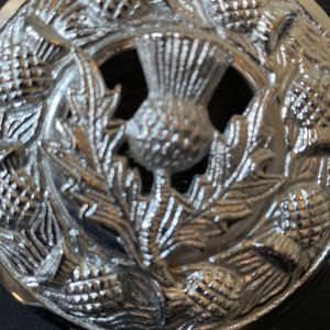 Chrome Plaid Broach with Thistle