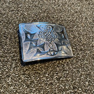 Belt Buckle Celtic Knots and Thistle (Chrome)