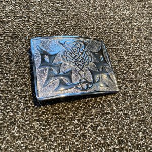Belt Buckle Celtic Knots and Thistle (Chrome)