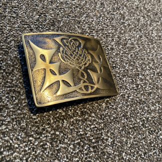 Belt Buckle Celtic Knots and Thistle (Brass)