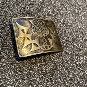 Belt Buckle Celtic Knots and Thistle (Brass)